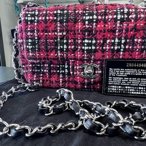 Chanel Red Tweed Chain Bag